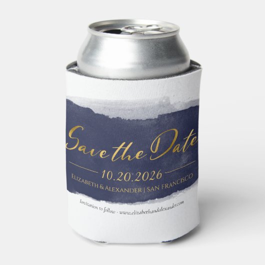 Rafraîchisseur Pour Canette Mariage Abstrait Enregistrer la date Invitations | (Can devant)