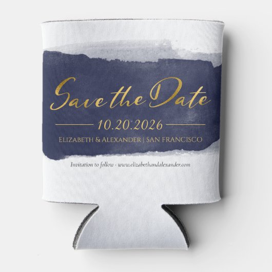 Rafraîchisseur Pour Canette Mariage Abstrait Enregistrer la date Invitations | (Devant)