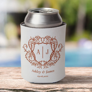 Rafraîchisseur Pour Canette Mariage Armoirie Monogramme Terre Cuite Rose Déplo