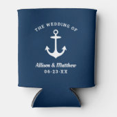 Rafraîchisseur Pour Canette Mariage bleu marine Monogram Ancre de bateau (Devant)