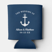 Rafraîchisseur Pour Canette Mariage bleu marine Monogram Ancre de bateau (Dos)