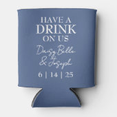 Rafraîchisseur Pour Canette Mariage Bleu Poussiéreux Uni (Devant)