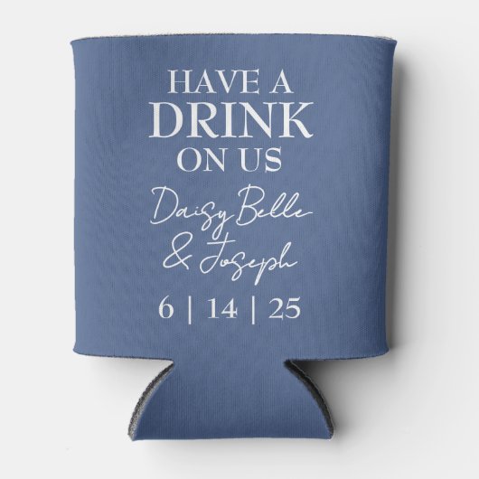 Rafraîchisseur Pour Canette Mariage Bleu Poussiéreux Uni (Devant)