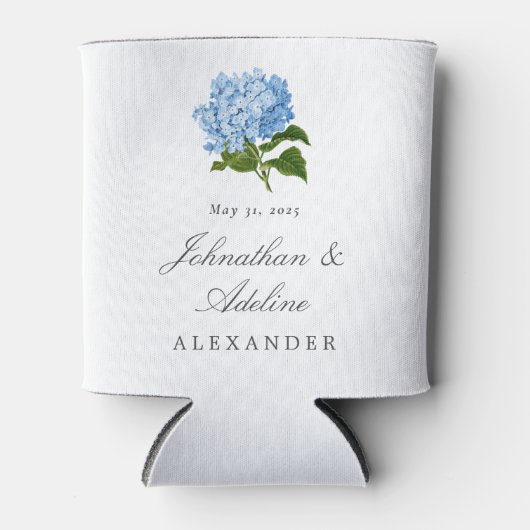 Rafraîchisseur Pour Canette Mariage Blue Hydrangea (Devant)