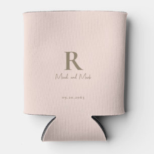 Rafraîchisseur Pour Canette Mariage Blush Gold Monogram et Couple Names