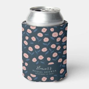 Rafraîchisseur Pour Canette Mariage Bohème Personnalisé Navy et Rose Fleurs