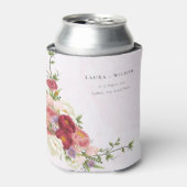 Rafraîchisseur Pour Canette Mariage Boho rouge rose vif Fleurs blanches (Can devant)