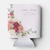 Rafraîchisseur Pour Canette Mariage Boho rouge rose vif Fleurs blanches (Dos)