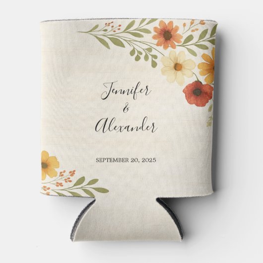 Rafraîchisseur Pour Canette Mariage botanique des fleurs d'aquarelle (Devant)