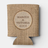 Rafraîchisseur Pour Canette Mariage campagnard de corde rustique (Dos)