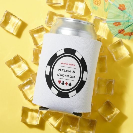 Rafraîchisseur Pour Canette Mariage Casino Poker Chip Black White Vegas (Été in situ)