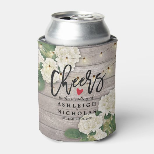 Rafraîchisseur Pour Canette Mariage Cheers to Love Hydrangea String bois clair (Can devant)