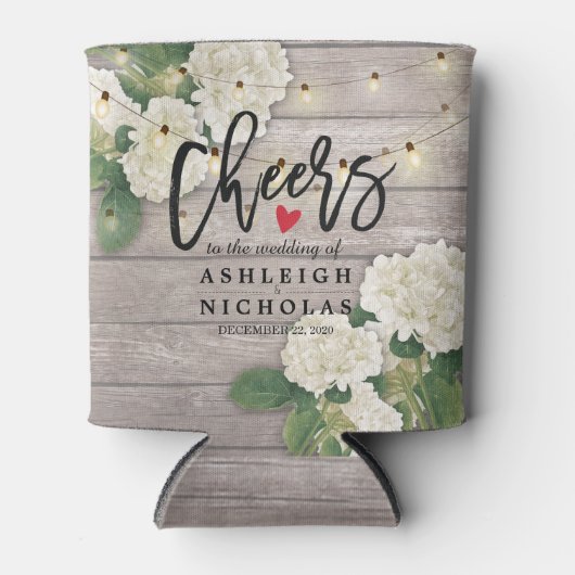 Rafraîchisseur Pour Canette Mariage Cheers to Love Hydrangea String bois clair (Devant)