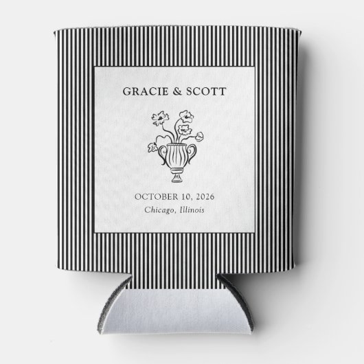 Rafraîchisseur Pour Canette Mariage classique noir et blanc sur mesure (Devant)