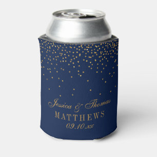 Rafraîchisseur Pour Canette Mariage Confetti en or bleu marine et glam