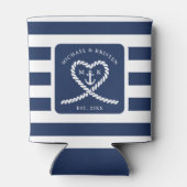 Rafraîchisseur Pour Canette Mariage d'Ancre du coeur en corde bleue marine (Dos)