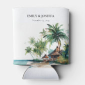 Rafraîchisseur Pour Canette Mariage d'aquarelle de plage Tropical (Dos)