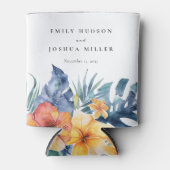 Rafraîchisseur Pour Canette Mariage d'aquarelle d'été florale tropicale (Devant)