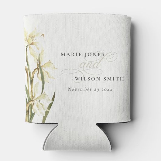 Rafraîchisseur Pour Canette Mariage d'aquarelle florale rustique blanc (Dos)