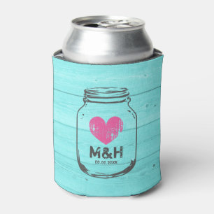Rafraîchisseur Pour Canette Mariage de bocal en bois turquoise personnalisé pe