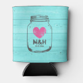 Rafraîchisseur Pour Canette Mariage de bocal en bois turquoise personnalisé pe (Devant)