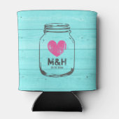 Rafraîchisseur Pour Canette Mariage de bocal en bois turquoise personnalisé pe (Dos)