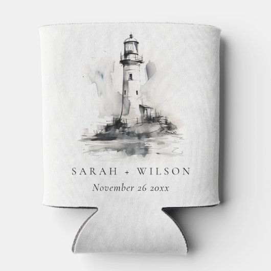 Rafraîchisseur Pour Canette Mariage de croquis noir et blanc (Dos)