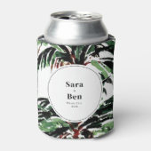 Rafraîchisseur Pour Canette Mariage de plage de palmiers peints rustiques (Can devant)