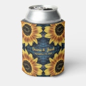 Rafraîchisseur Pour Canette Mariage de tournesol jaune rustique Denim Blue Jea (Can Dos)