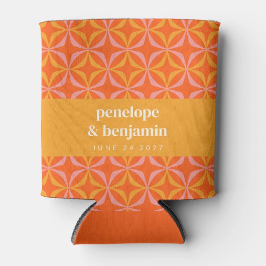 Rafraîchisseur Pour Canette Mariage de typographie orange jaune personnalisé (Devant)