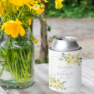 Rafraîchisseur Pour Canette Mariage d'été Delicic Jaune Floral Sage Vert