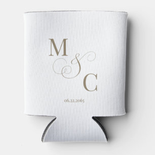 Rafraîchisseur Pour Canette Mariage élégant Monogramme Or Blanc