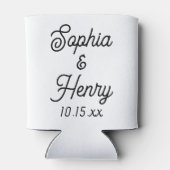 Rafraîchisseur Pour Canette Mariage Élégant Script Noir Typographie moderne (Dos)