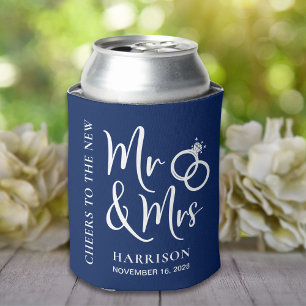 Rafraîchisseur Pour Canette Mariage Faveur Nouveau M. Mme Marine Bleu