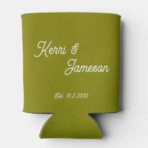 Rafraîchisseur Pour Canette Mariage favorise Olive Green Minimaliste Script
