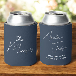 Rafraîchisseur Pour Canette Mariage Favoriser Marine Bleu Moderne Minimaliste
