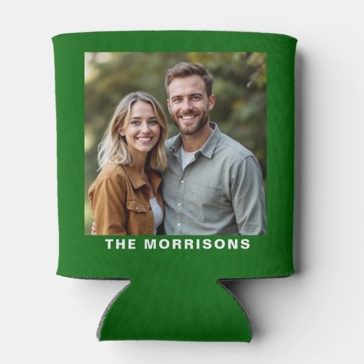 Rafraîchisseur Pour Canette Mariage Favoriser Photo Emerald Green Modern (Dos)