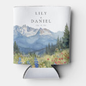 Rafraîchisseur Pour Canette Mariage Fleur sauvage moderne Watercolor Mountain (Devant)