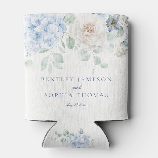 Rafraîchisseur Pour Canette Mariage Fleurie d'Hydrangea Quelque Chose de Bleu (Dos)