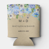 Rafraîchisseur Pour Canette Mariage Floral Rustique Bleu (Dos)