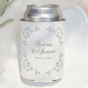 Rafraîchisseur Pour Canette Mariage Floral Vintage Vert Sauge