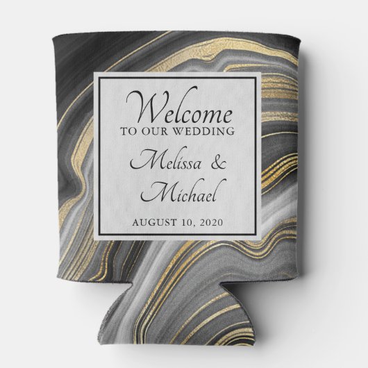 Rafraîchisseur Pour Canette Mariage Géode Gold & Grey Agate (Dos)