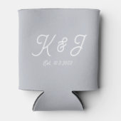 Rafraîchisseur Pour Canette Mariage gris Faveur Monogramme Can Cooler (Devant)