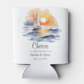 Rafraîchisseur Pour Canette Mariage marin de l'aquarelle Sunset Seascape (Dos)