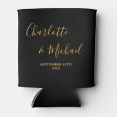 Rafraîchisseur Pour Canette Mariage minimaliste Black Gold Script (Devant)