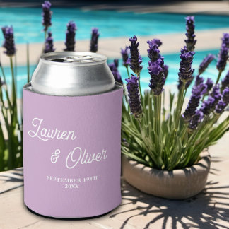 Rafraîchisseur Pour Canette Mariage minimaliste Lilac Purple Script