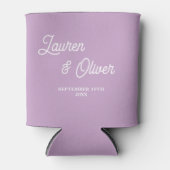 Rafraîchisseur Pour Canette Mariage minimaliste Lilac Purple Script (Devant)