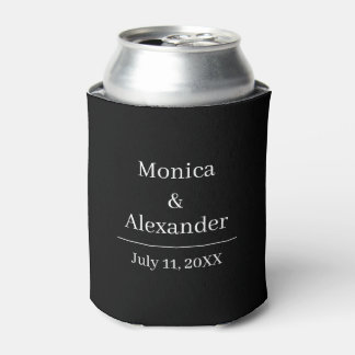 Rafraîchisseur Pour Canette Mariage minimaliste moderne monogramme noir et bla