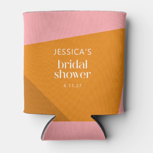 Rafraîchisseur Pour Canette Mariage Moderne Géométrique Rose Orange (Devant)