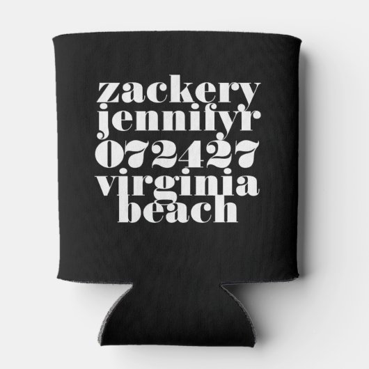 Rafraîchisseur Pour Canette Mariage moderne Gras Noir Blanc Funky (Dos)